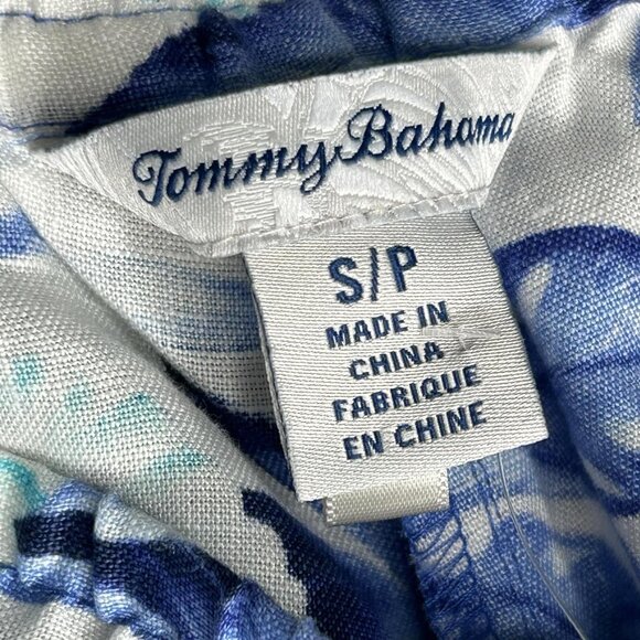 Tommy Bahama Pants Womens Small Blue Floral Linen Pull On Lounge Beach Resort - Picture 4 of 14